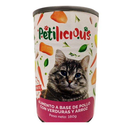 DELIPET PETILICIUOS (PATE POLLO Y ARROZ) PARA GATOS 160GR