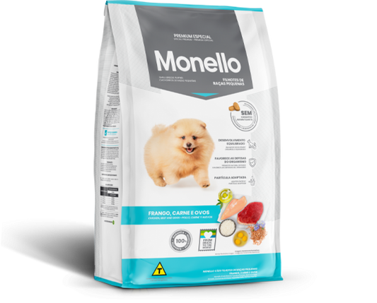 MONELLO PREMIUM CACHORROS DE RAZAS PEQUEÑAS – POLLO, CARNE Y HUEVOS